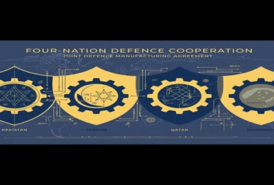 Conceptual illustration of the four-nation Badr defence cooperation agreement between Pakistan, Turkiye, Qatar and Indonesia.