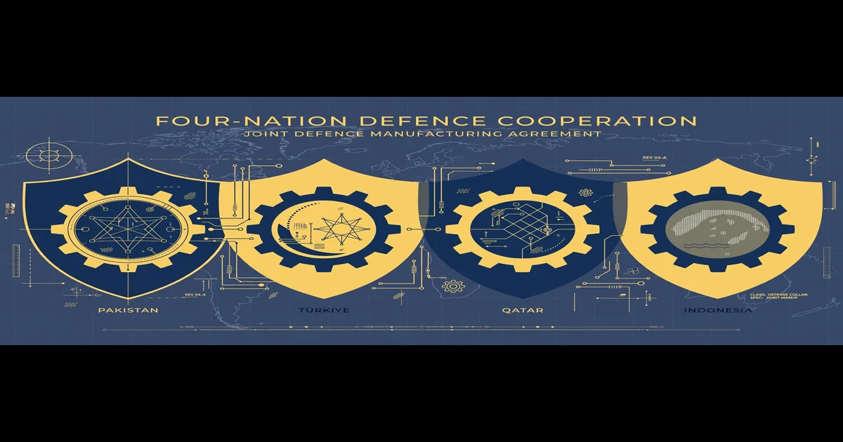 Conceptual illustration of the four-nation Badr defence cooperation agreement between Pakistan, Turkiye, Qatar and Indonesia.