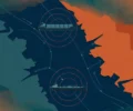 Illustration of cargo ships in the Strait of Hormuz under attack