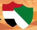 Illustration: two stylised shields in Egypt's and Saudi Arabia's flag colours over a desert skyline with cargo ships, symbolising regional military cooperation